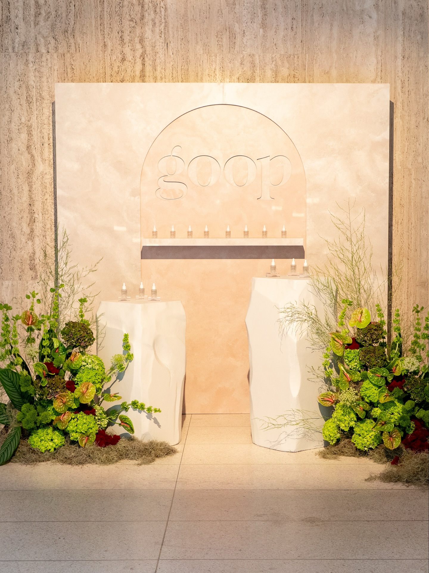 Stage set for a live taping of the goop podcast in New York