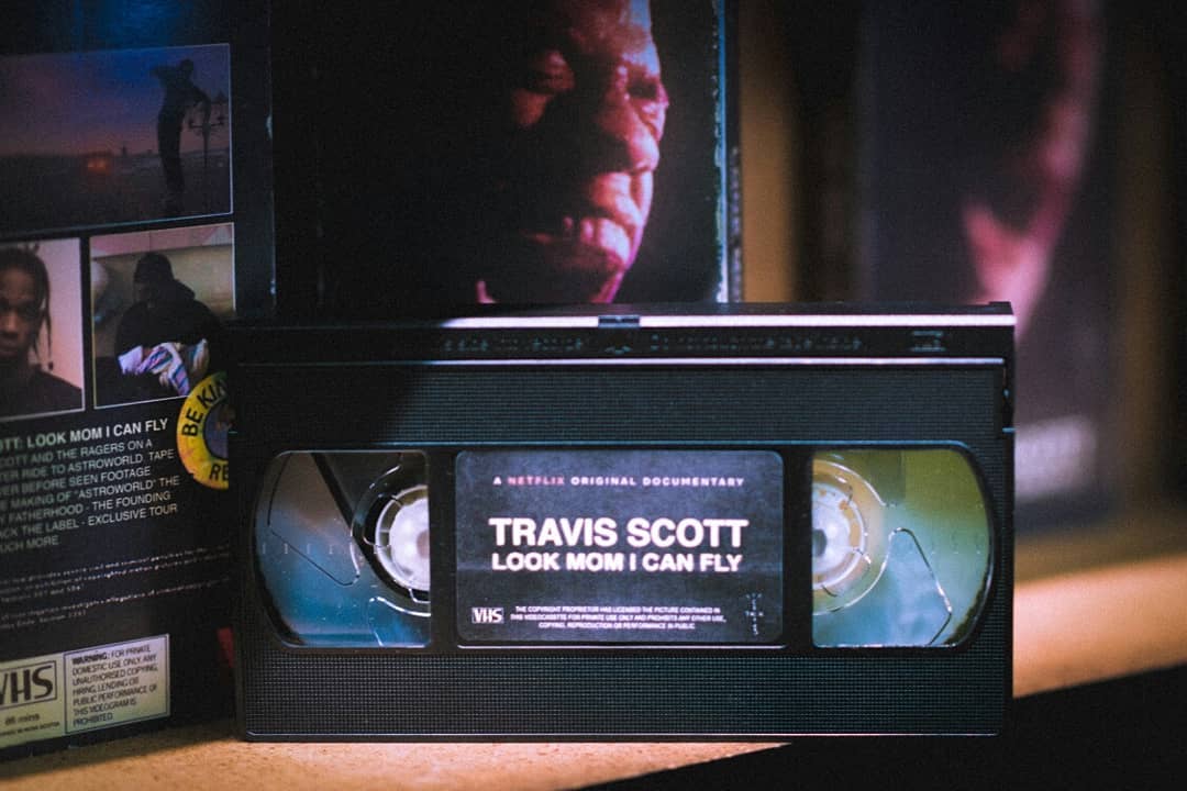 Look Mom I Can Fly VHS tape from the Netflix and Travis Scott trailer drop