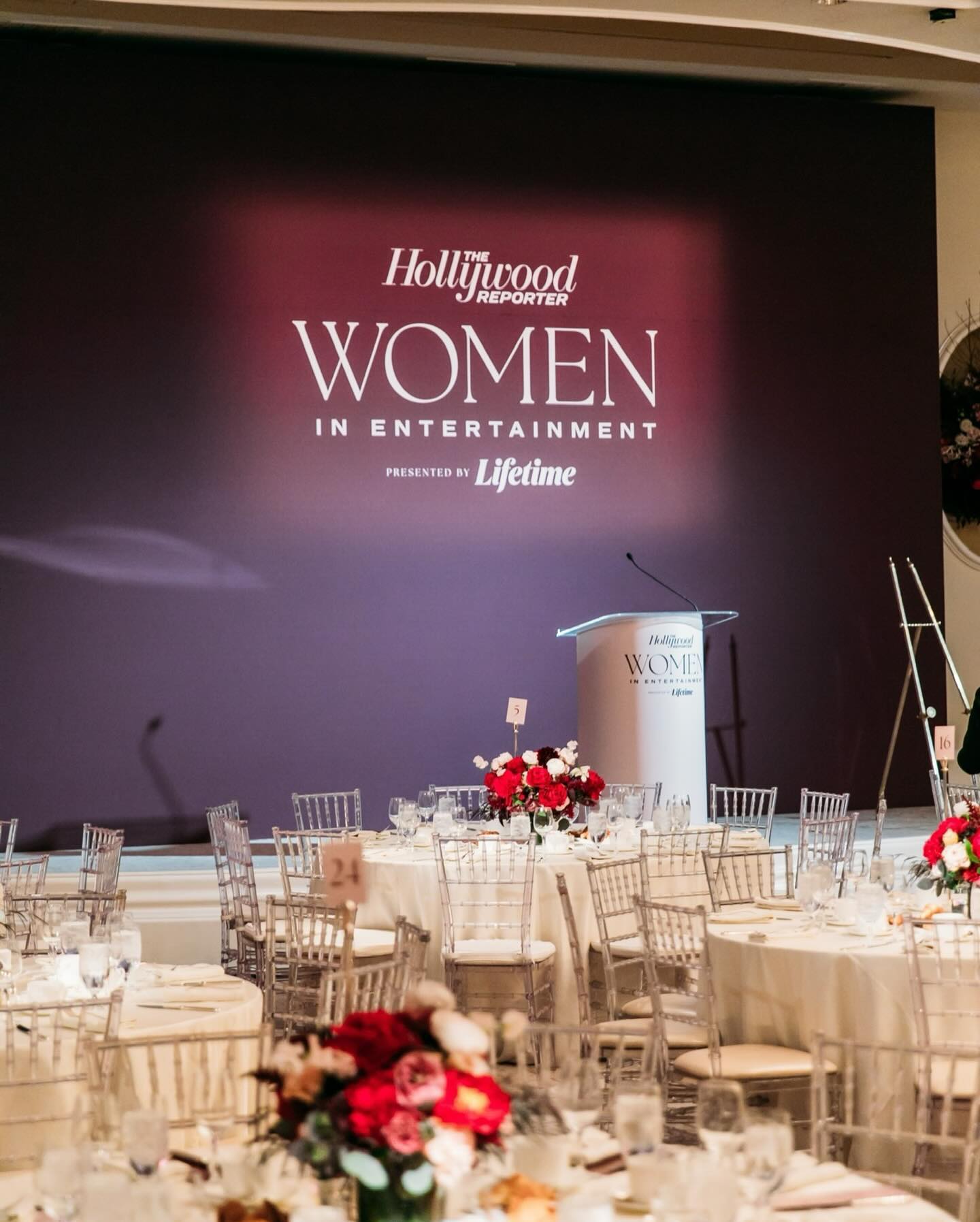 The Hollywood Reporter Women in Entertainment gala room at The Beverly Hills Hotel